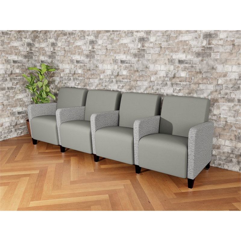 Lesro Ravenna Lounge Reception 4 Seat Tandem Seating in Gray