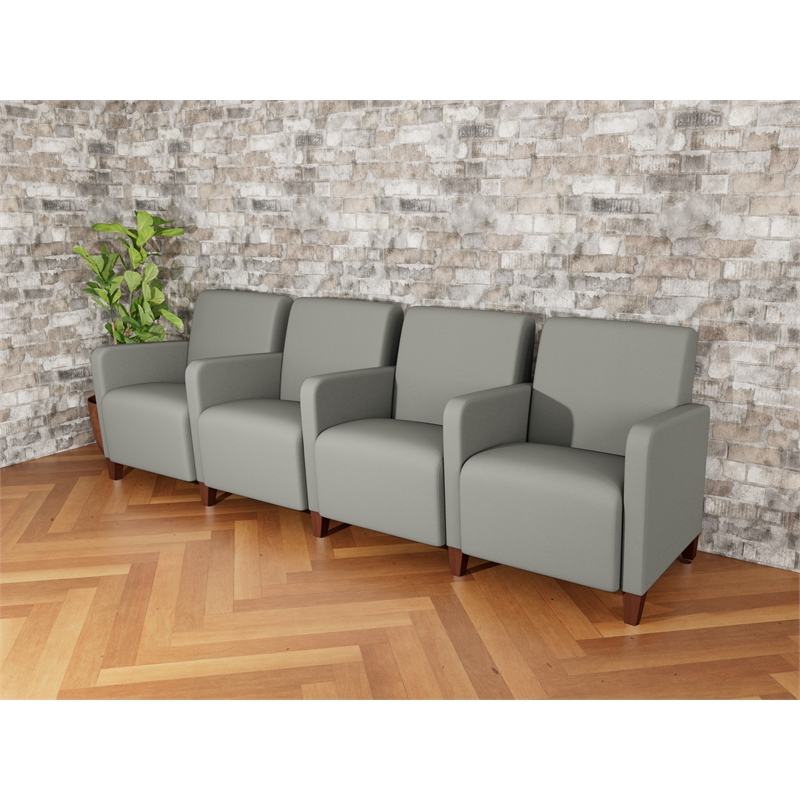 Lesro Ravenna Lounge Reception 4 Seat Tandem Seating in Gray