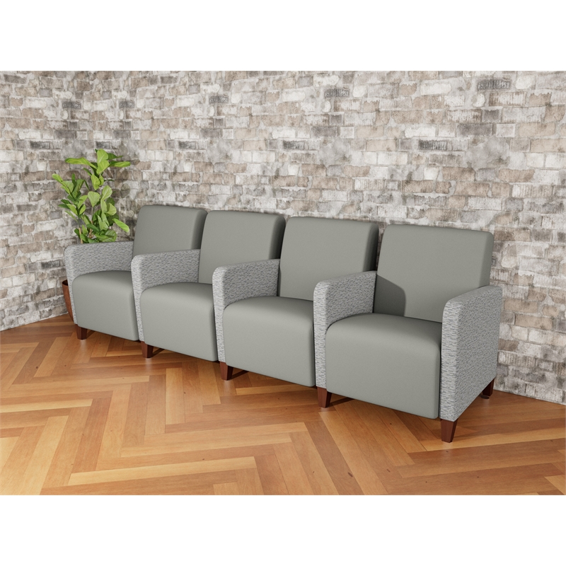Lesro Ravenna Lounge Reception 4 Seat Tandem Seating in Gray