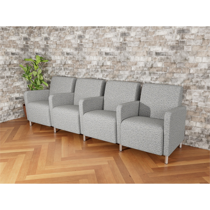 Lesro Ravenna Lounge Reception 4 Seat Tandem Seating in Gray