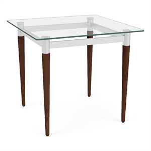 Lesro Ravenna Lounge Reception End Table 22x22&quot Glass Top  in Walnut