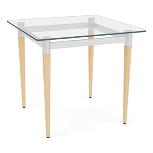 Lesro Ravenna Lounge Reception End Table 22x22&quot Glass Top  in Natural