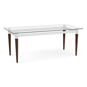 Lesro Ravenna Lounge Reception Coffee Table 40x20&quot Glass Top  in Walnut