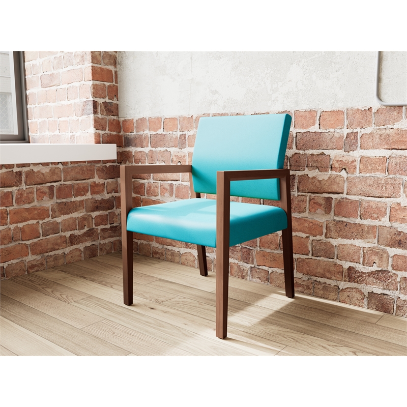 Lesro Brooklyn Waiting Reception Guest Chair Wood Frame in Teal