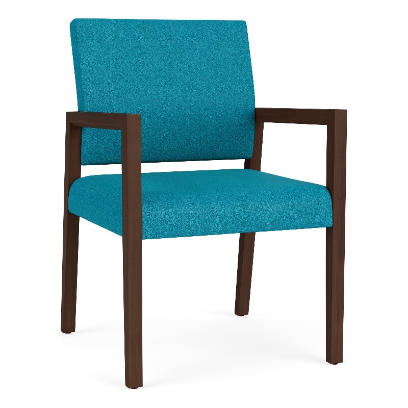 Lesro Brooklyn Waiting Reception Guest Chair Wood Frame in Teal