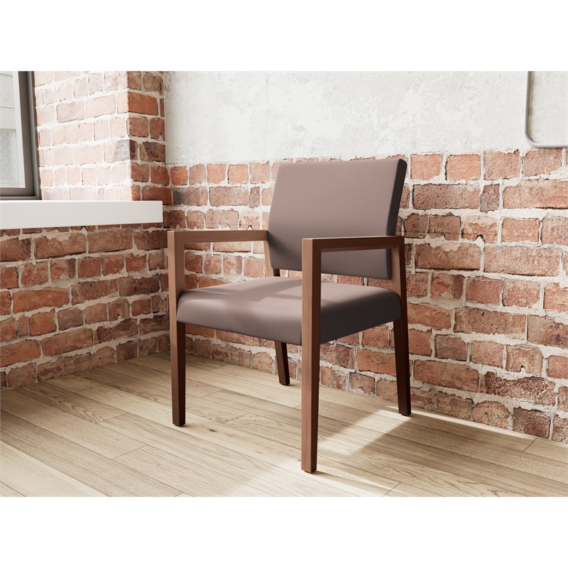 Lesro Brooklyn Waiting Reception Guest Chair Wood Frame in Brown
