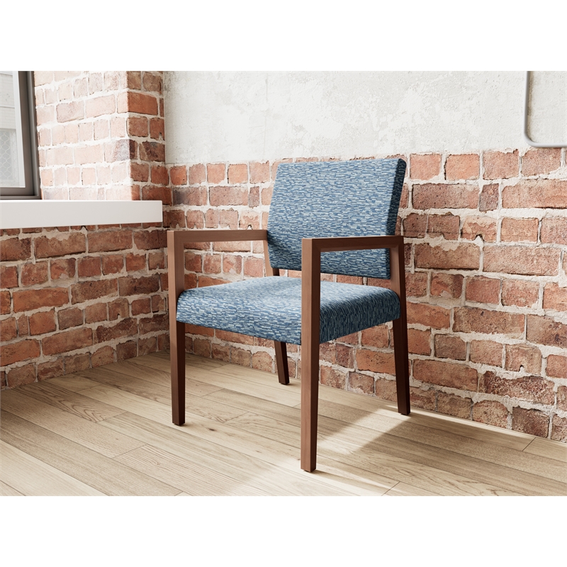 Lesro Brooklyn Waiting Reception Guest Chair Wood Frame in Blue