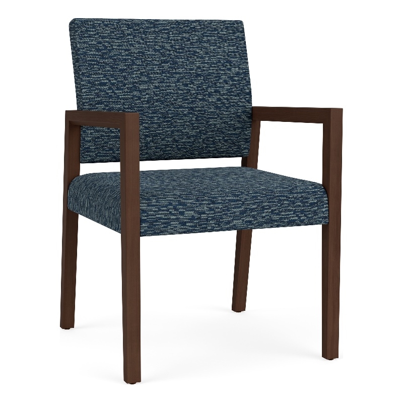 Lesro Brooklyn Waiting Reception Guest Chair Wood Frame in Blue