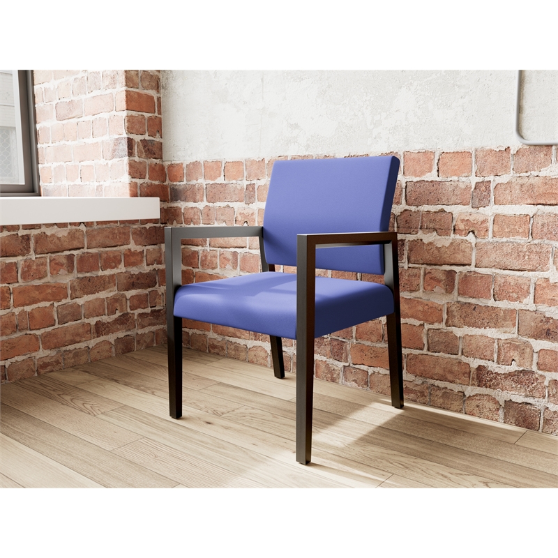 Lesro Brooklyn Waiting Reception Guest Chair Wood Frame in Blue
