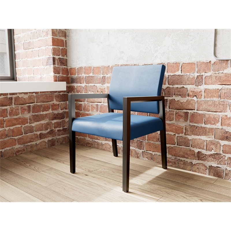 Lesro Brooklyn Waiting Reception Guest Chair Wood Frame in Blue