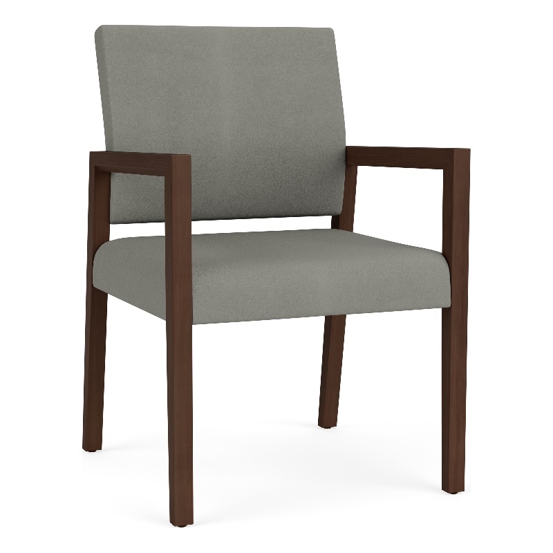 Lesro Brooklyn Waiting Reception Guest Chair Wood Frame in Gray