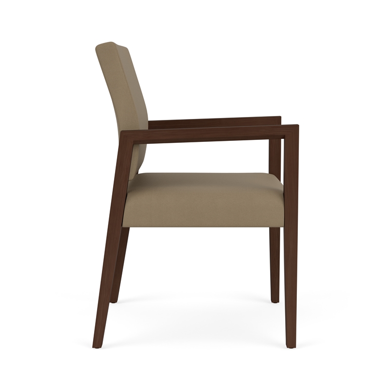 Lesro Brooklyn Waiting Reception Guest Chair Wood Frame in Brown