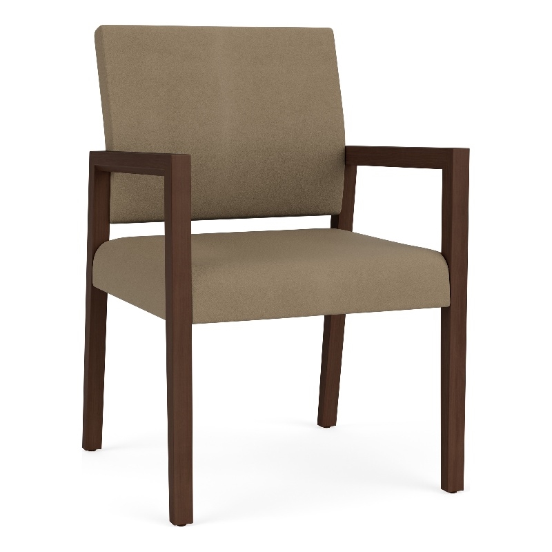 Lesro Brooklyn Waiting Reception Guest Chair Wood Frame in Brown