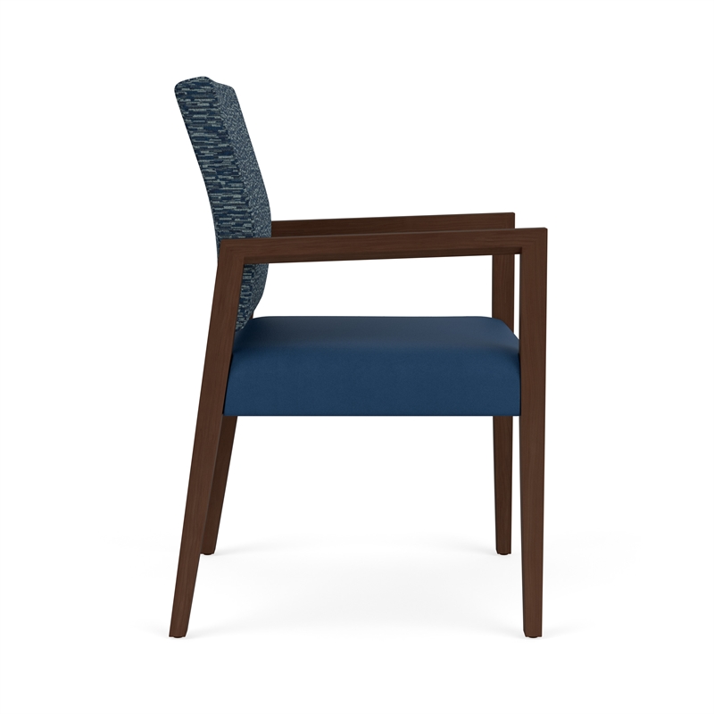 Lesro Brooklyn Waiting Reception Guest Chair Wood Frame in Blue