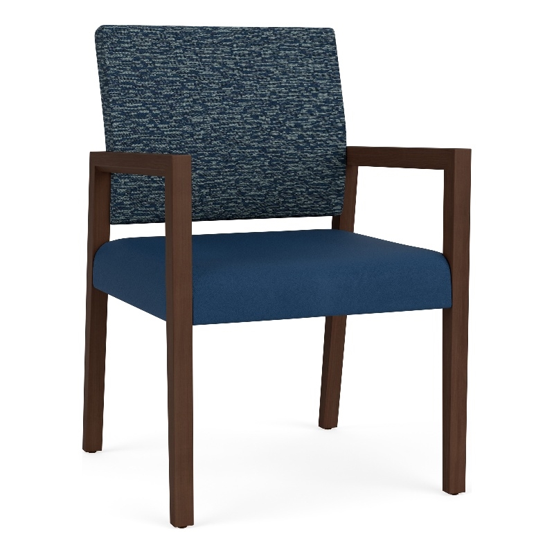 Lesro Brooklyn Waiting Reception Guest Chair Wood Frame in Blue