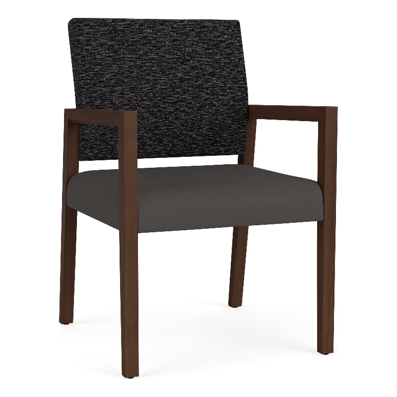Lesro Brooklyn Waiting Reception Guest Chair Wood Frame in Gray