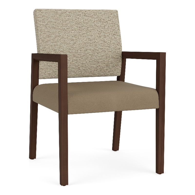 Lesro Brooklyn Waiting Reception Guest Chair Wood Frame in Brown