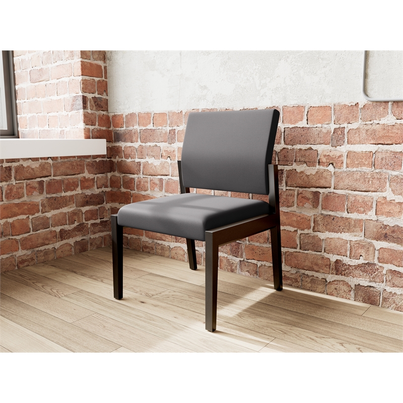 Lesro Brooklyn Waiting Reception Armless Guest Chair Wood Frame in Black