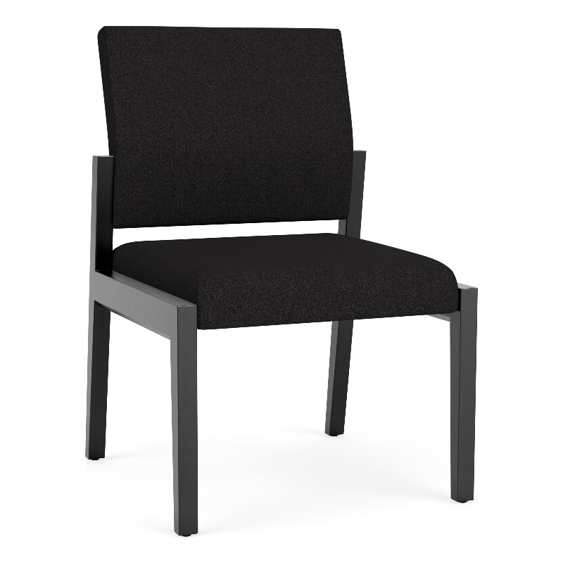 Lesro Brooklyn Waiting Reception Armless Guest Chair Wood Frame in Black