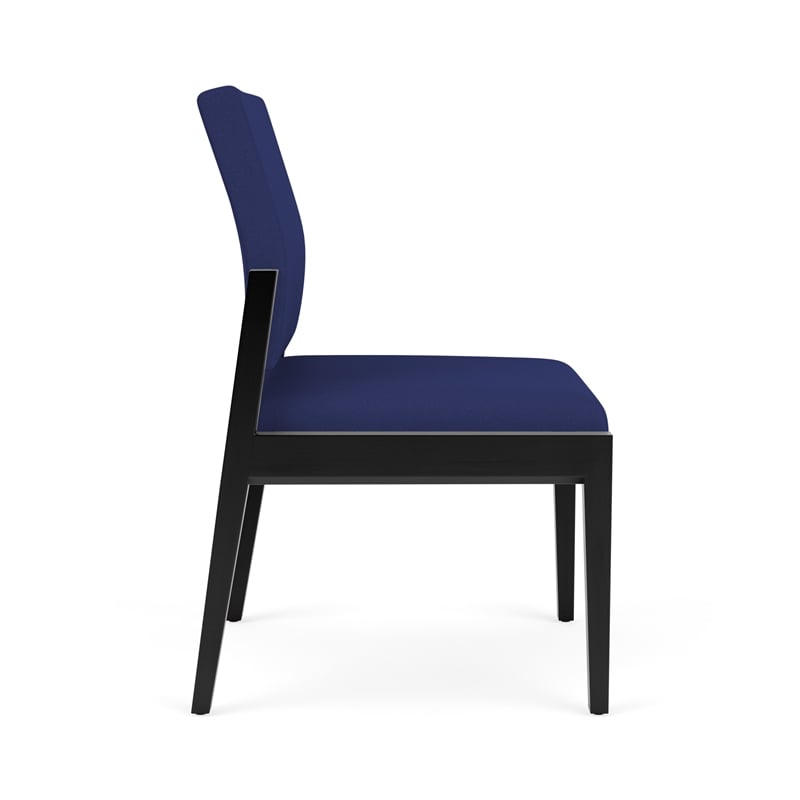 Lesro Brooklyn Waiting Reception Armless Guest Chair Wood Frame in Blue