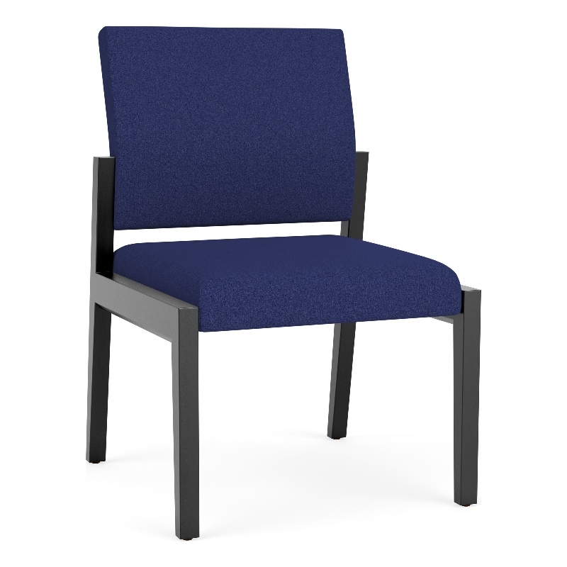 Lesro Brooklyn Waiting Reception Armless Guest Chair Wood Frame in Blue