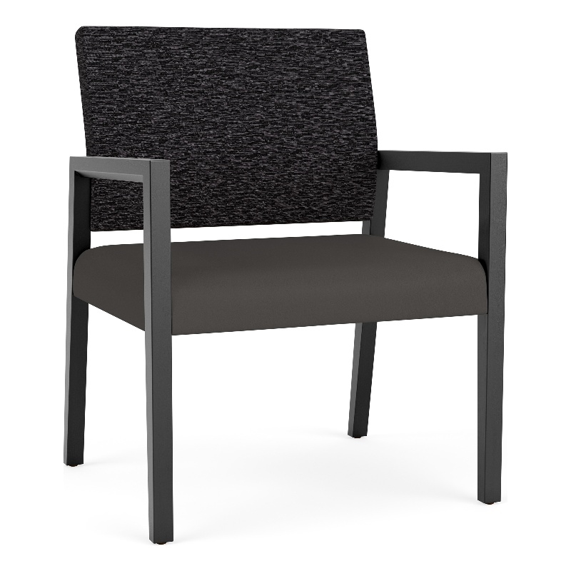 Lesro Brooklyn Waiting Reception Wide Guest Chair Wood Frame in Gray