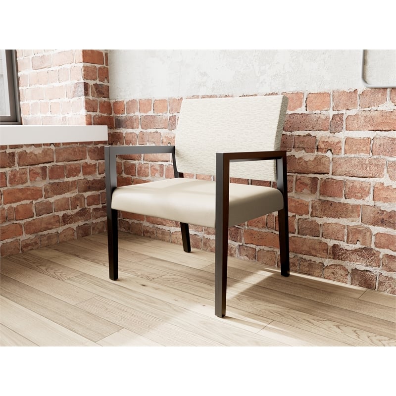 Lesro Brooklyn Waiting Reception Wide Guest Chair Wood Frame in Brown