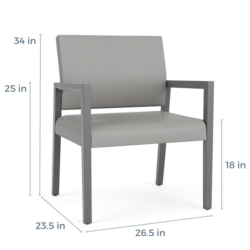 Lesro Brooklyn Waiting Reception Wide Guest Chair Wood Frame in Brown