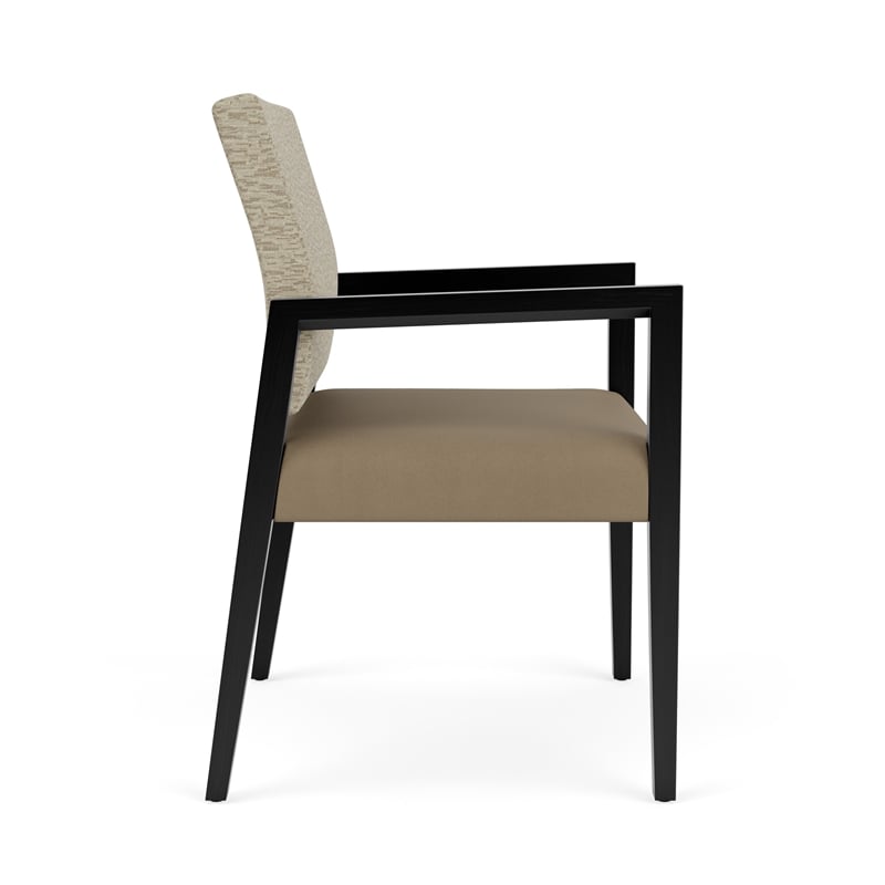 Lesro Brooklyn Waiting Reception Wide Guest Chair Wood Frame in Brown