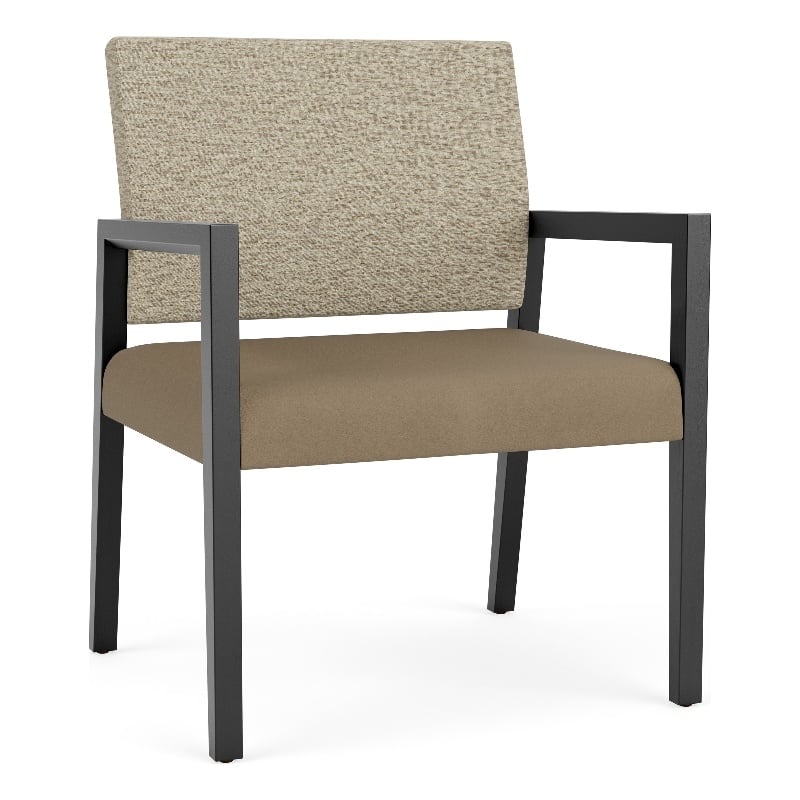 Lesro Brooklyn Waiting Reception Wide Guest Chair Wood Frame in Brown