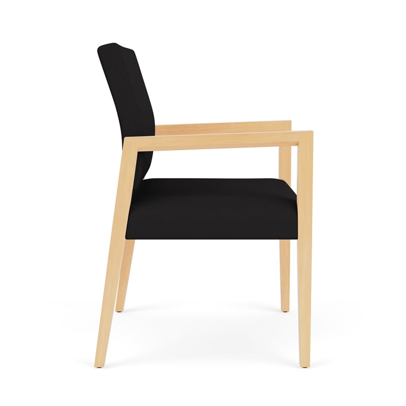 Lesro Brooklyn Waiting Reception Wide Guest Chair Wood Frame in Black