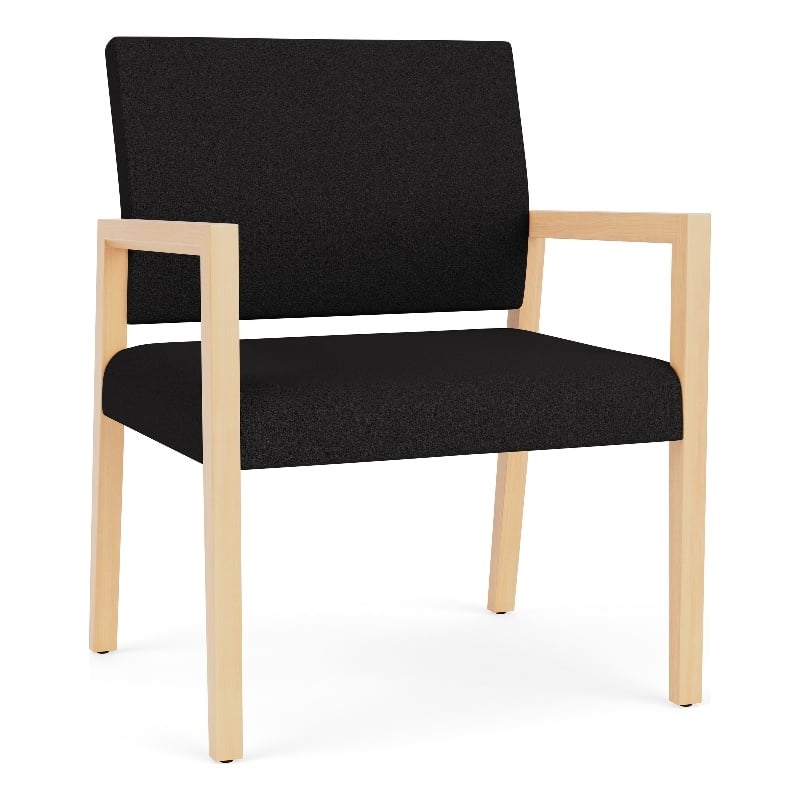 Lesro Brooklyn Waiting Reception Wide Guest Chair Wood Frame in Black