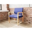 Lesro Brooklyn Waiting Reception Wide Guest Chair Wood Frame in Blue