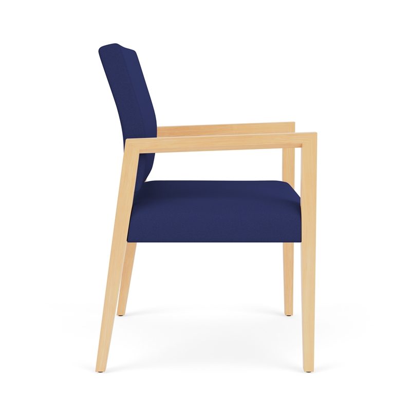 Lesro Brooklyn Waiting Reception Wide Guest Chair Wood Frame in Blue