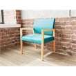 Lesro Brooklyn Waiting Reception Wide Guest Chair Wood Frame in Teal