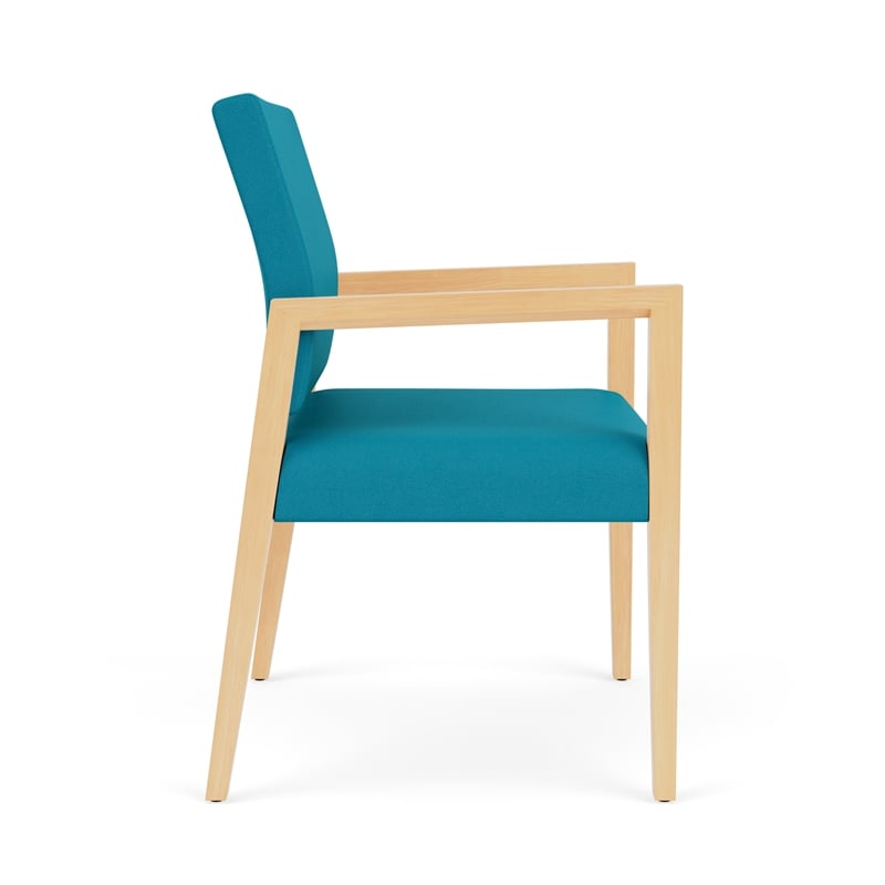 Lesro Brooklyn Waiting Reception Wide Guest Chair Wood Frame in Teal