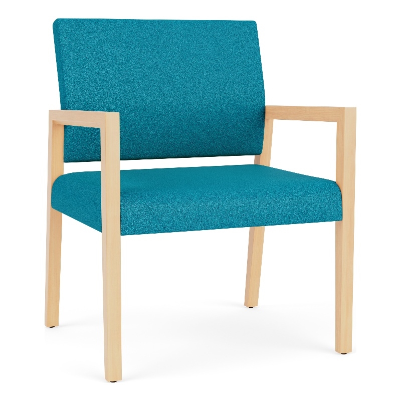 Lesro Brooklyn Waiting Reception Wide Guest Chair Wood Frame in Teal