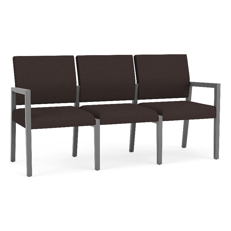 Lesro Brooklyn Waiting Reception 3 Seat Tandem Seating No Center Arms in Brown