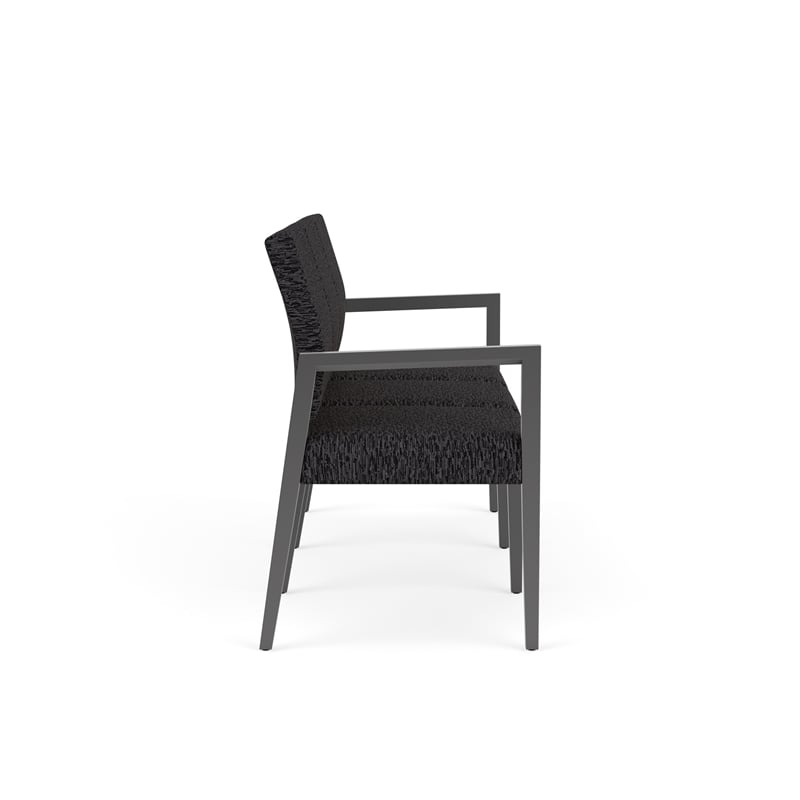 Lesro Brooklyn Waiting Reception 3 Seat Tandem Seating No Center Arms in Black