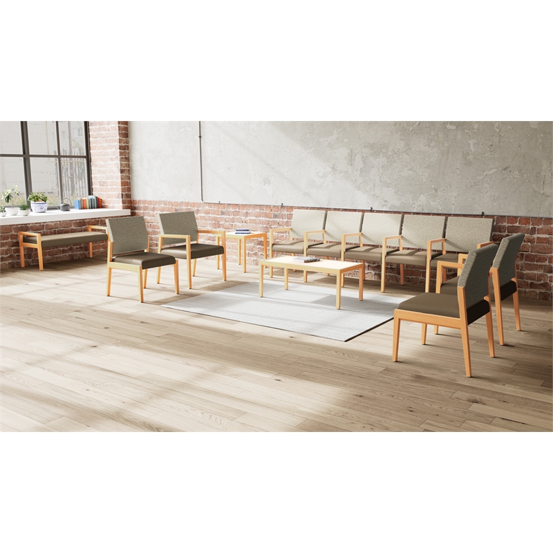 Lesro Brooklyn Waiting Reception 3 Seat Tandem Seating No Center Arms in Black