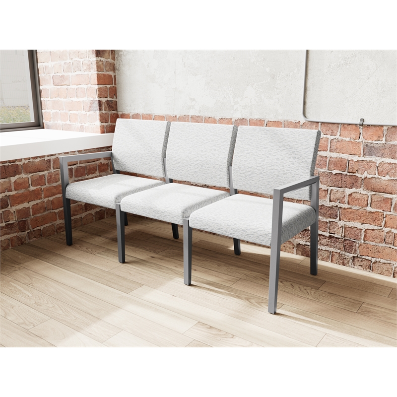 Lesro Brooklyn Waiting Reception 3 Seat Tandem Seating No Center Arms in Gray