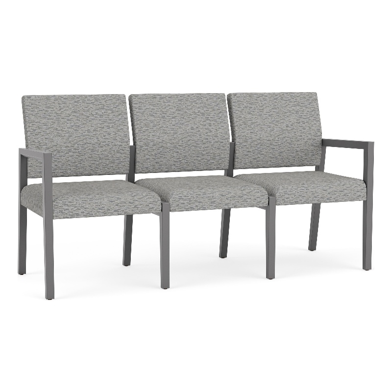 Lesro Brooklyn Waiting Reception 3 Seat Tandem Seating No Center Arms in Gray