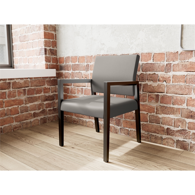 Lesro Brooklyn Waiting Reception Guest Chair Wood Frame in Gray