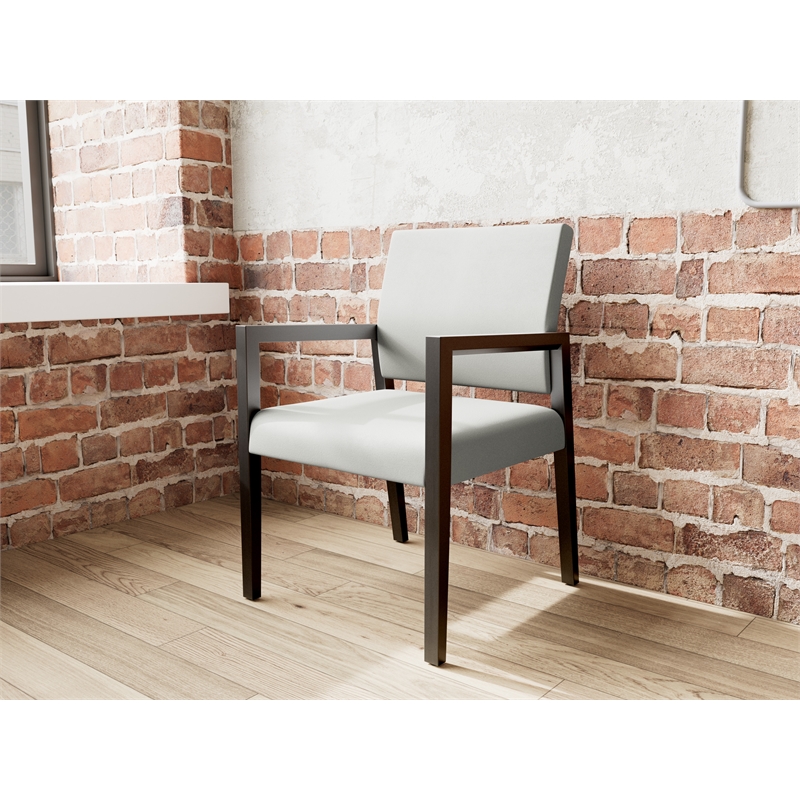Lesro Brooklyn Waiting Reception Guest Chair Wood Frame in Gray