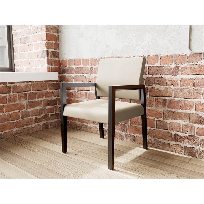 Lesro Brooklyn Waiting Reception Guest Chair Wood Frame in Brown