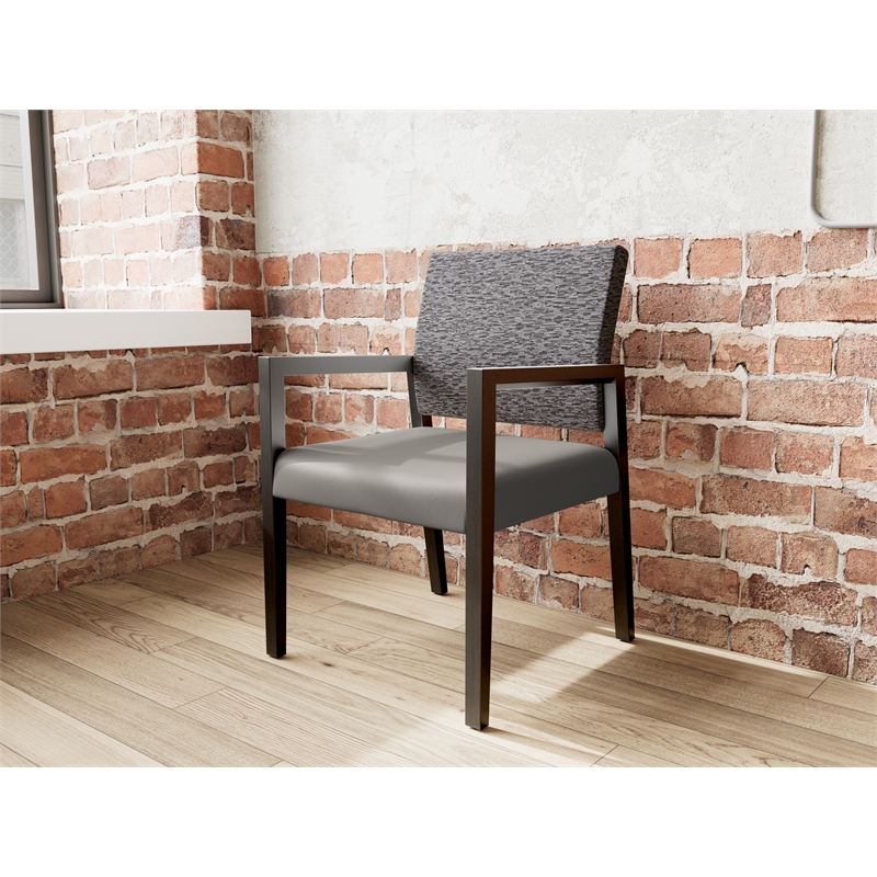 Lesro Brooklyn Waiting Reception Guest Chair Wood Frame in Gray