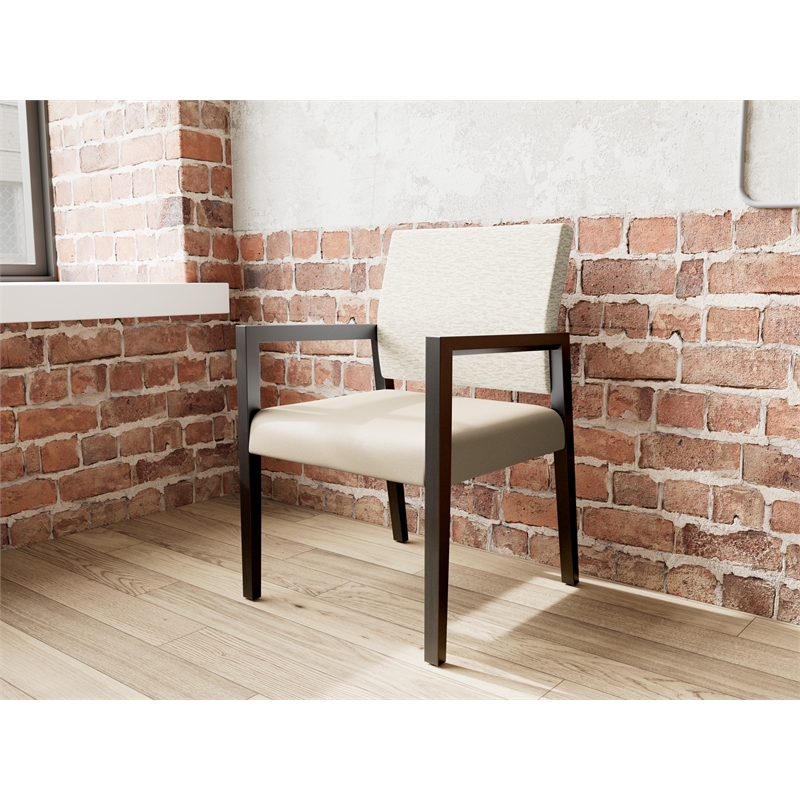 Lesro Brooklyn Waiting Reception Guest Chair Wood Frame in Brown