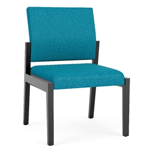 Lesro Brooklyn Waiting Reception Armless Guest Chair Wood Frame in Teal