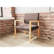Lesro Brooklyn Waiting Reception Wide Guest Chair Wood Frame in Brown