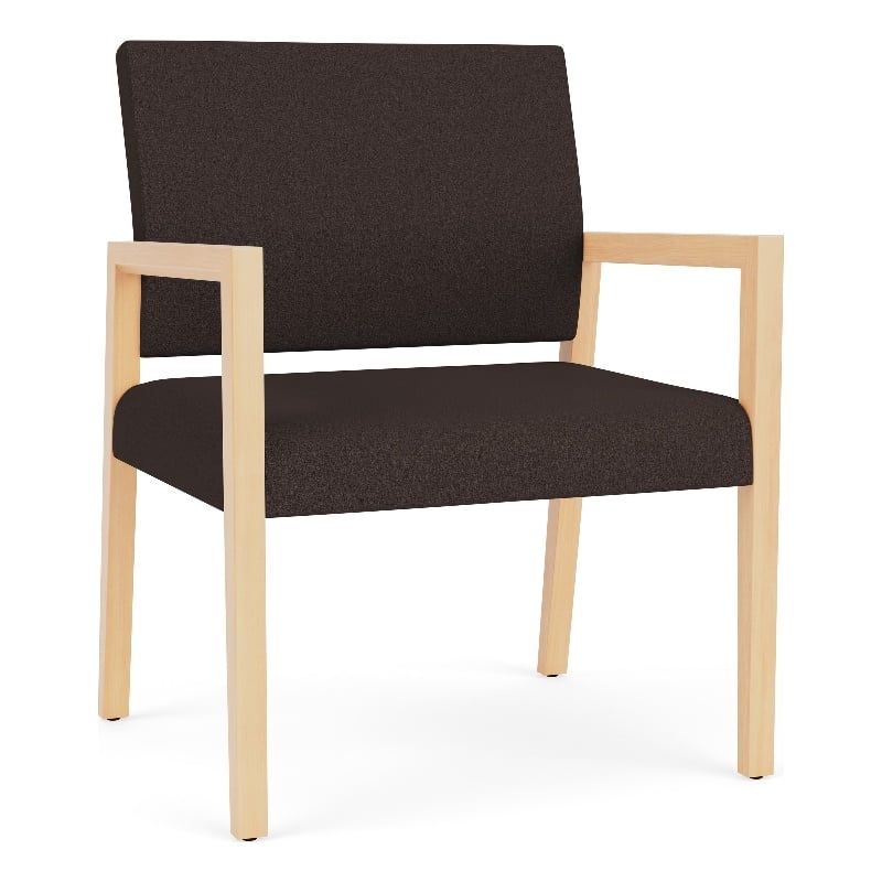 Lesro Brooklyn Waiting Reception Wide Guest Chair Wood Frame in Brown